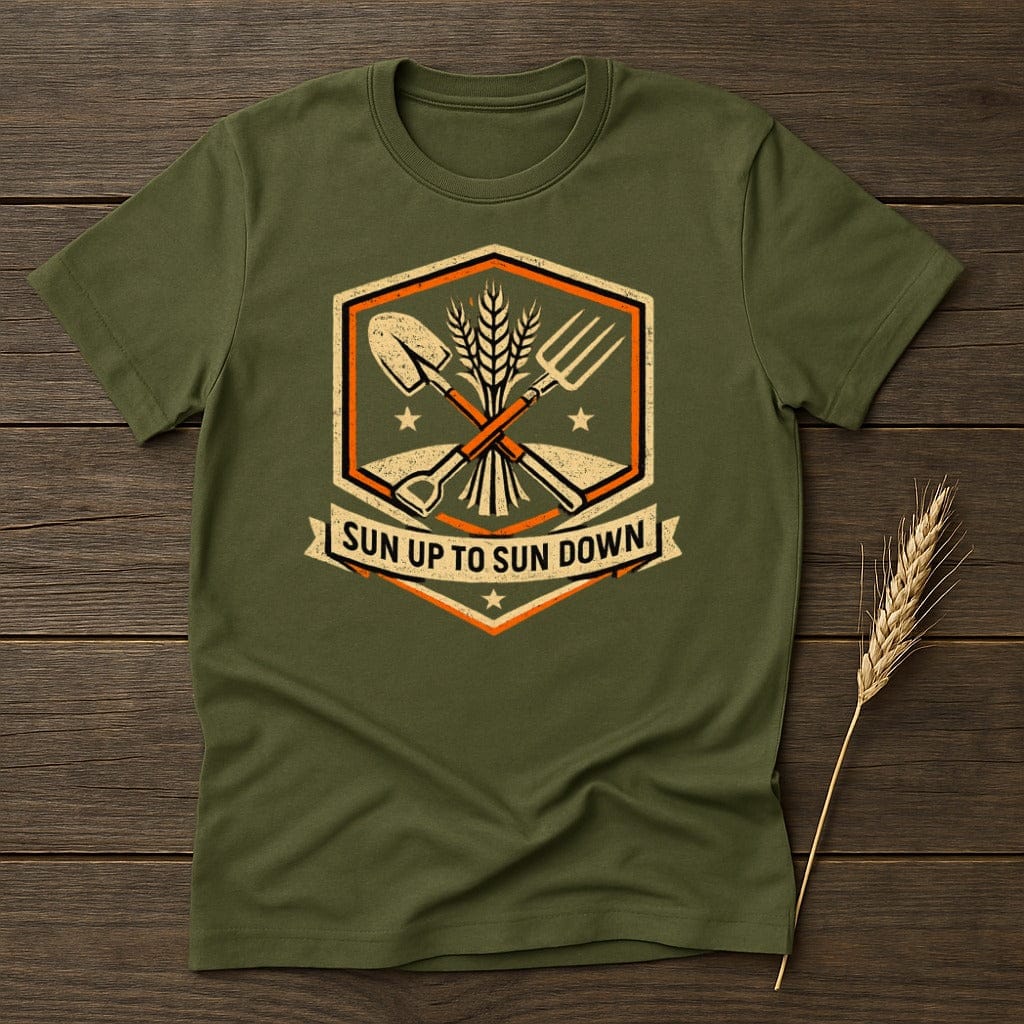 MyDesigns T-Shirt S / Military Green Agriculture Farming Sun T-Shirt