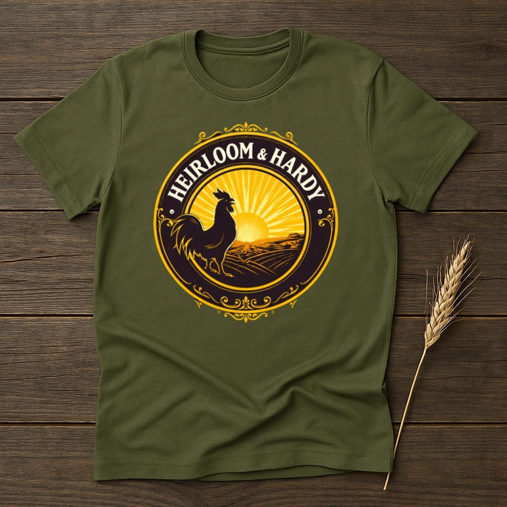 MyDesigns T-Shirt S / Military Green Hardy Heirloom Rooster T-Shirt