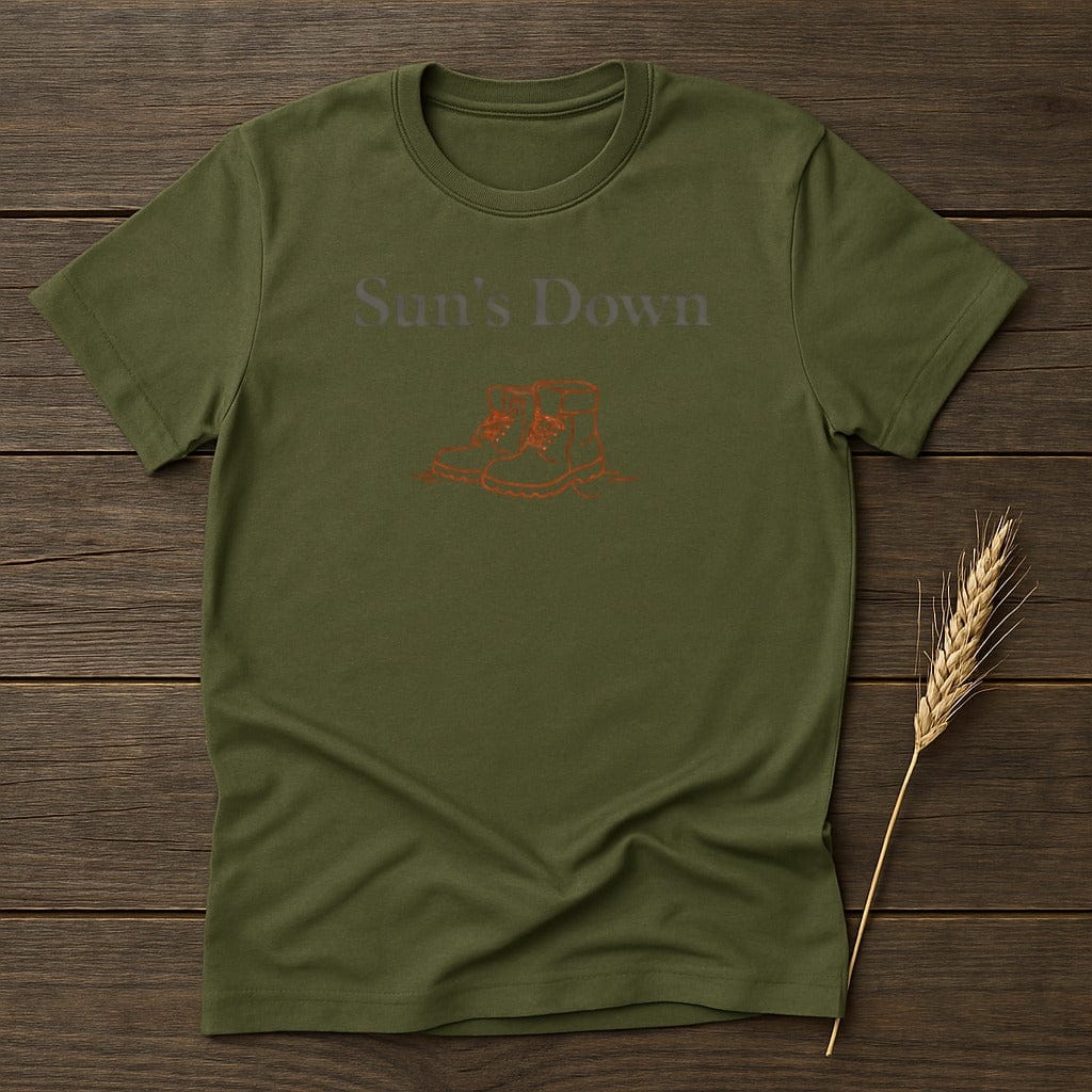 MyDesigns T-Shirt S / Military Green Sun's Down Boots T-Shirt