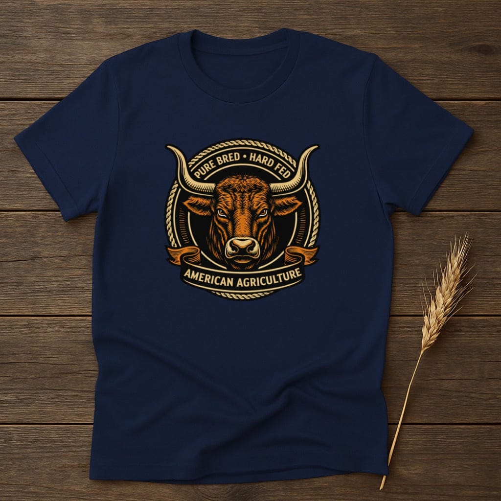 MyDesigns T-Shirt S / Navy Agriculture Bull Illustration T-Shirt